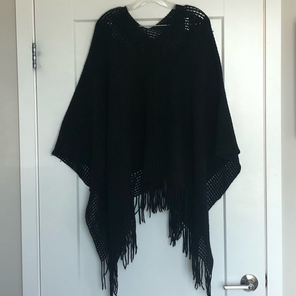 Black Knit Poncho